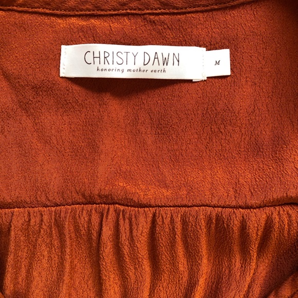 Christy Dawn Burnt Orange Short Sleeve Dress With Tie at Waist Size M - Picture 8 of 9